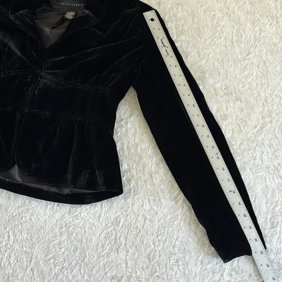 Apostrophe black velvet fitted blazer jacket coat women’s size 2 holiday party - Picture 8 of 10